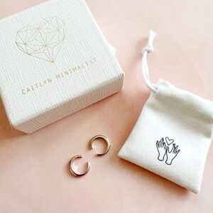 Caitlyn Minimalist Cleo Double Ear Cuffs Faux Conch, Sterling Silver